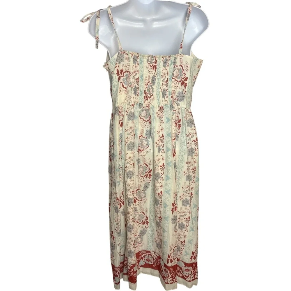 Jonathan Martin Womens 10 Floral‎ Babydoll Sleeveless Midi Dress Bow Smocked